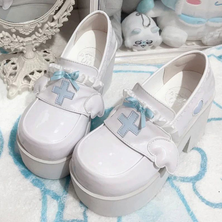 Medical Series Bowknot Ribbon Ruffled Round Toe Sweet Lolita Platform Shoes 4 Colors