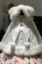 Sweet Fluffy Multi-Layered Ruffled Bow Lolita Cloak Coat 2 Colors(Red, White)