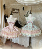 Lotus Crossing - Sweet Lolita Tiered Hem JSK Dress with Satin Bow