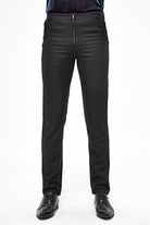 Black Webbing Twill Suit Material Side Pocket Floral-Shaped Men's Gothic Pants
