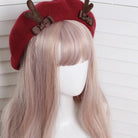 Xiaogui - Kawaii Lolita Deer Horn Beret Christmas Multicolors