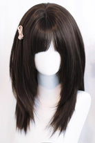 Black Tea Brown Straight Cute Wispy Bangs Daily Sweet Lolita Wig