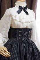 White Stand Collar Long Sleeves Ruffle Classic Elegant Lolita Blouse
