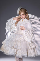 White [The Angel of Good and Evil] Multi-Layered Ruffled Lace Sweet Elegant Lolita Skirt (Corset Belt Included)