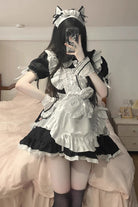Black/White Maid Short Sleeves Ruffle Plus Size Sweet Lolita Dress