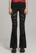 Spiderweb Claw Print Mesh Women's Gothic Flared Pants 2 Colors