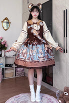 [Bear Cookies] Print Ruffle Bowknot Sweet Lolita JSK Dress 2 Colors
