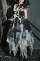 Black Letters And Poems Lace Sleeveless Printed Irregular Gothic Lolita Dress
