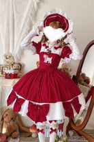 Red [Shepherd Girl’s Poem] Doll Collar Short Sleeves Ruffled Bow Sweet Lolita Dress