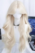 Walnut Blonde Long Wavy Sweet Lolita Wig with Curtain Bangs
