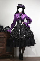 Black [Moonlit Return] Printed Boned Gothic Elegant Lolita Skirt