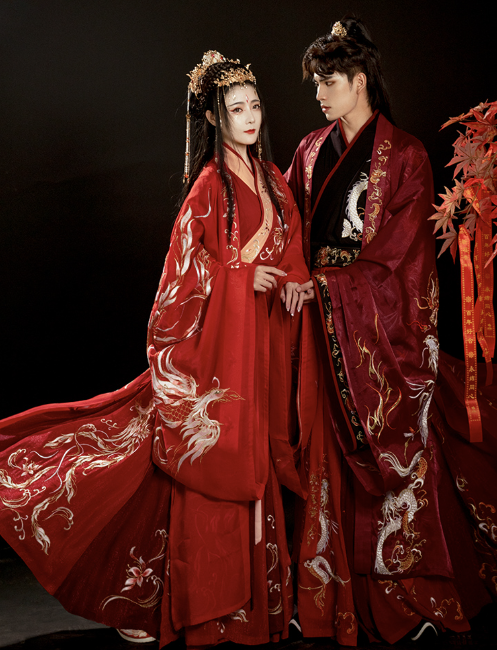 Wei Jin Dynasties Chinese Wedding Bridal Hanfu Set | Phoenix