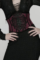 Red Lace Floral  Lace-Up Slim Side Zippered Women's Gothic Corset