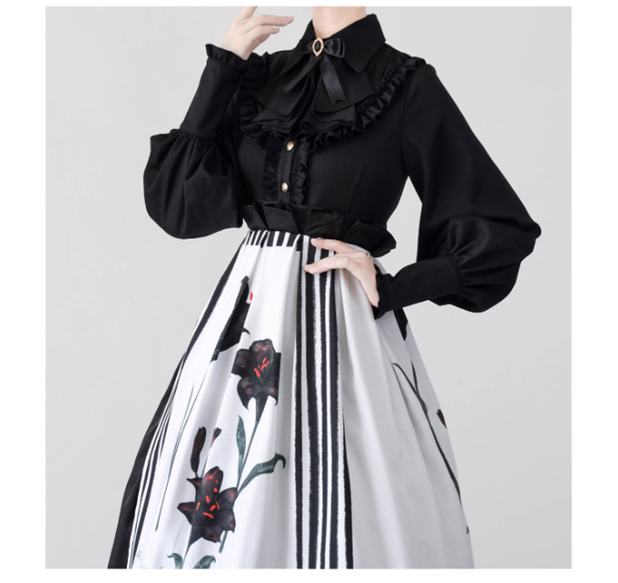 Elegant Lolita Slim Fit Mutton Sleeve Blouse