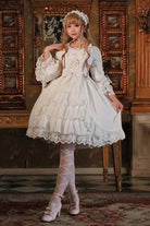White Long Sleeves Ruffle Hanayome Cardigan Bowknot Sweet Lolita Dress