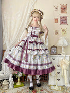 Qianmu - Blueberry Midsummer - Country Lolita Tiered JSK, Blueberry Print