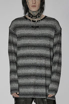 Round Collar Long Sleeves Striped Print Men's Steampunk Sweater 2 Colors