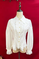 [Late Night] Lapel Collar Long Sleeves Ruffle Lace Slim Sweet Lolita Blouse 6 Colors