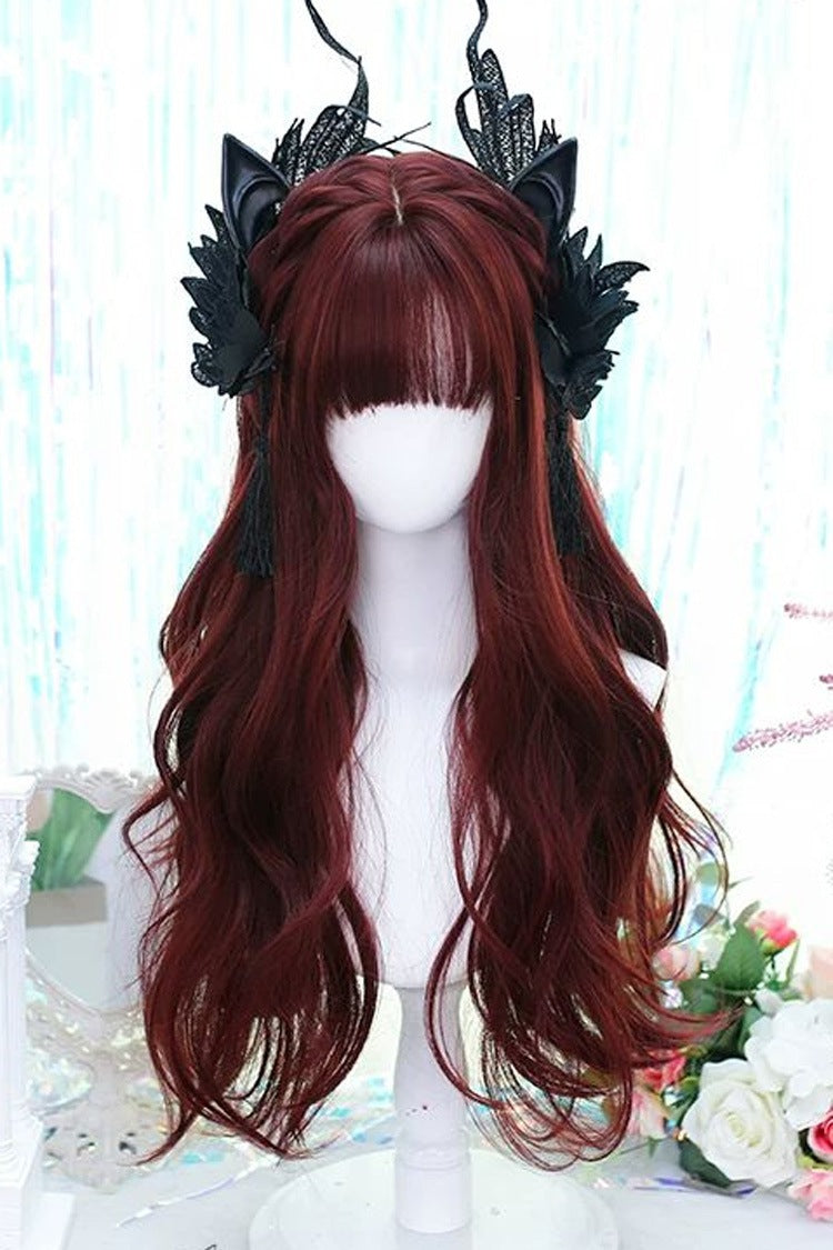 Mera Red Soft Air Bangs Long Curly Sweet Gothic Lolita Wig