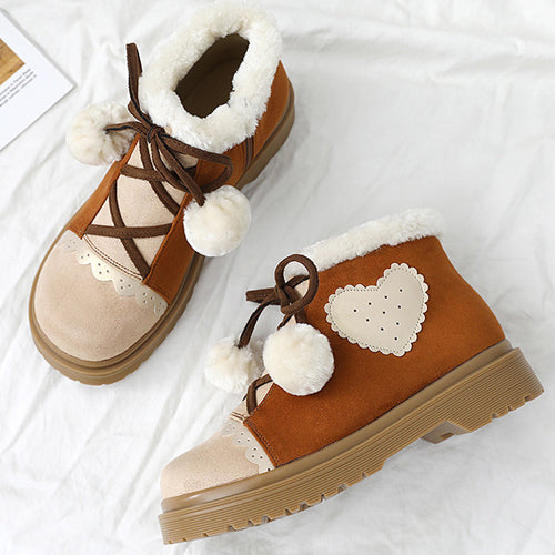 Brown Suede Sweet Lolita Short Martin Boots