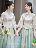 Green Bridesmaid Qipao Cheongsam  Dress