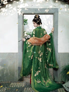 Traditional Chinese Tang Dynasty Red Green Hanfu Dress | Plum Blossoms