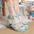 Sweet Bowknot Stitching Lace Princess Lolita High Heels 6 Colors