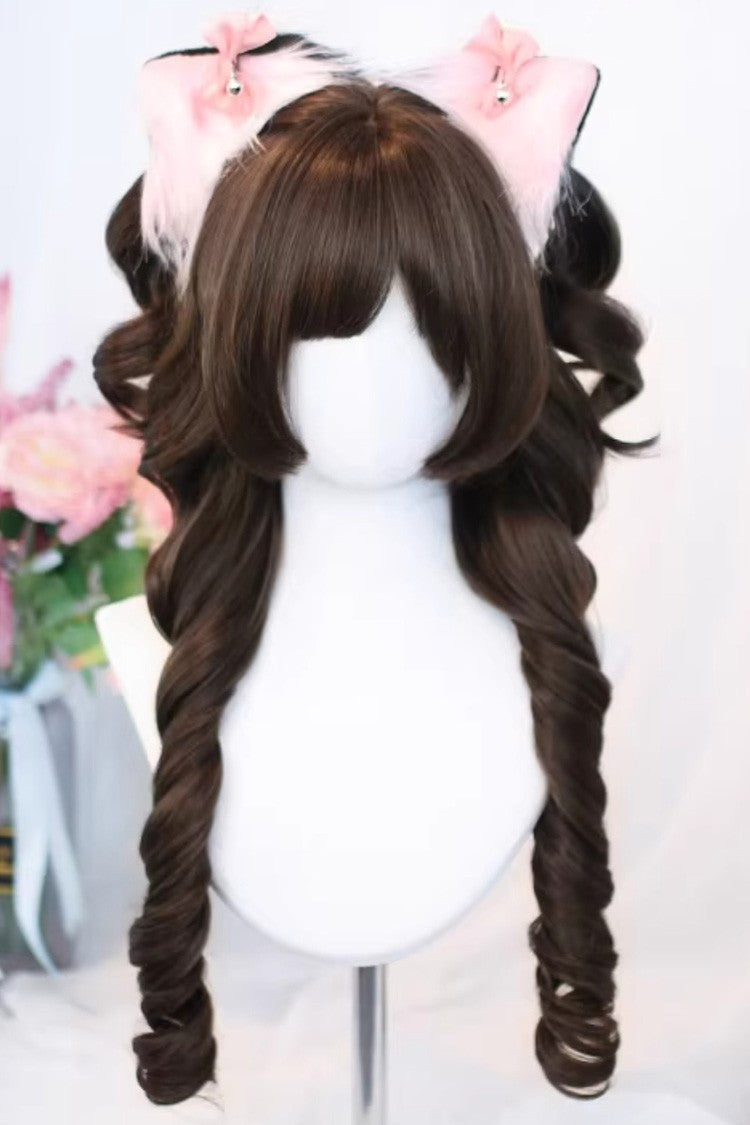 Ringlet Curls Sweet Lolita Wig with Blunt Bangs 3 Colors