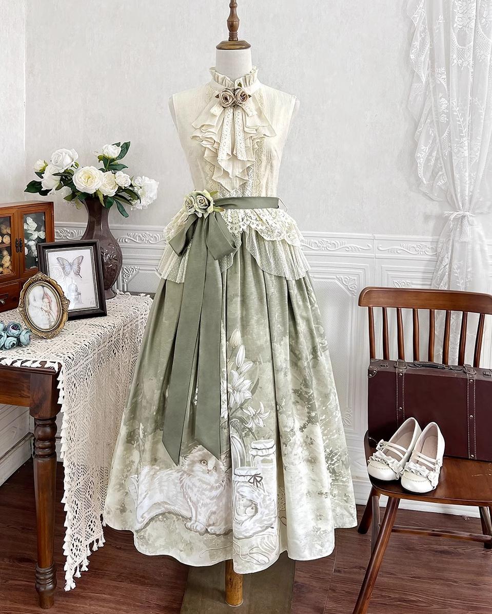 Morning Moments - Summer Lolita-inspired Chinese-style Skirt Set