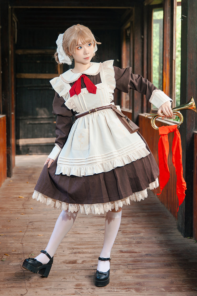 [Violent Maid] Long Puff Sleeves Bowknot Classic Vintage Lolita Dress 2 Colors