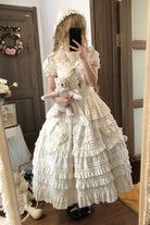 Apricot [Heart In Love] Multi-Layered Ruffled Bow Sweet Lolita Jsk Dress
