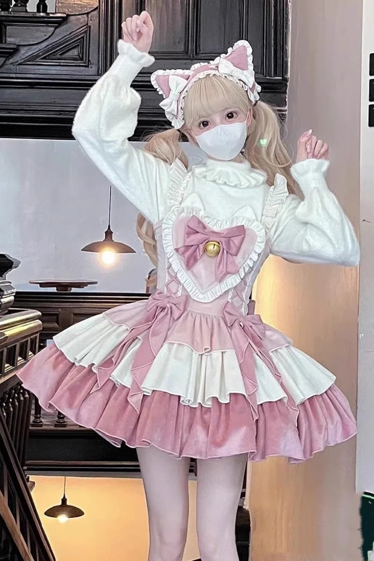 Pink Gradient Triple-Layered Ruffle Bowknot Sweet Princess Lolita Jsk Dress