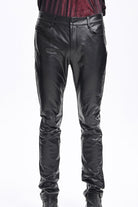 Black Faux Leathet Button Men's Gothic Pants