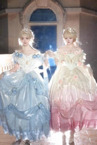 Gradient Color Short Sleeves Multi-layer Ruffle Bowknot Sweet Elegant Princess Lolita Dress 3 Colors