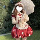 Mushroom - Kawaii Lolita OP Dress with Apron and Detachable Sleeves