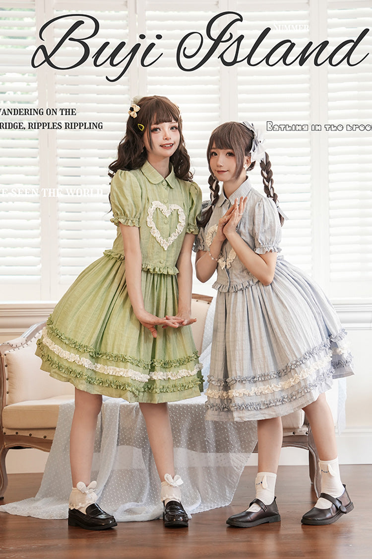[Buji Island] Sleeveless Ruffle Bowknot Sweet Lolita Jsk Dress 4 Colors