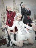Chapter Seven - Jacquard Faux Two-piece Coat Set, Ruffled Collar Shirt