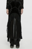 Black Ruffle Stitching Lace Women's Gothic Fishtailed Skirt