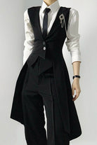Black V Collar Sleeveless Slim Asymmetric Swallowtail Prince Gothic Ouji Lolita Long Vest