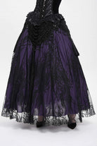 Black/Purple Floral Embroidered Beaded Women's Gothic Long Skirt