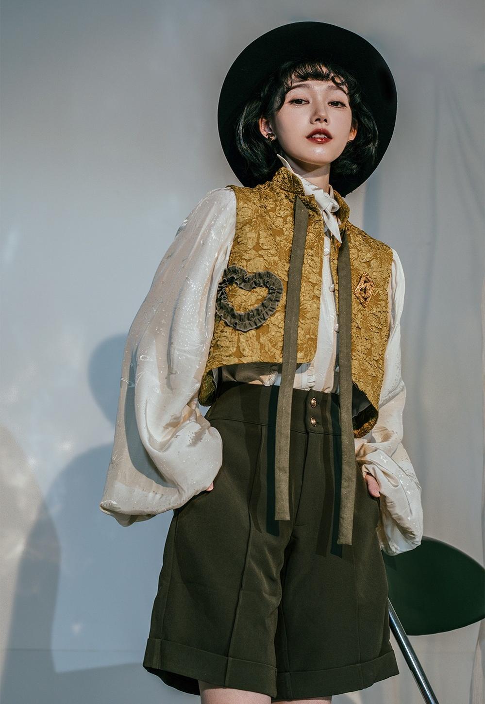 Gilded Age - Vintage Lolita Vest Suit, Oil Painting Style Skirt Coat