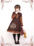 Winter Kawaii Lolita Sailor Collar Overcoat, Bear Embroidery
