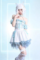 White [Virtual Idol] Ruffle Lace Lace-Up Sweet Lolita Skirt