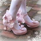 Bowknot Strappy Ruffle PU Sweet Lolita Shoes 5 Colors
