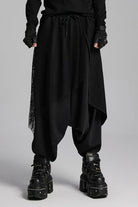 Black Mesh Asymmetric Zipper Men's Punk Pants