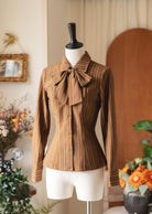 Forest Ode - Classic Lolita Striped Shirt, Detachable Bow Tie