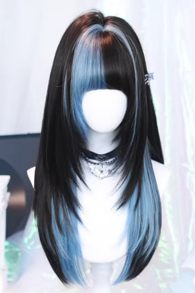Black/Blue Highlights Straight Sweet Lolita Wig