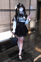 [Mist Veil] Long Sleeves Hollow Lace Jirai Kei Blouse 3 Colors