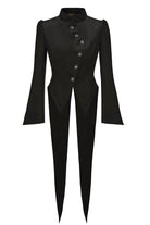 Black [Eternal Gloom Portrait] Back Cross Stand Collar Asymmetric Vintage Elegant Prince Gorgeous Handsome Lolita Coat