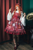 Red [Little Witch] Sleeveless Print Ruffle Bowknot Sweet Elegant Lolita Jsk Dress